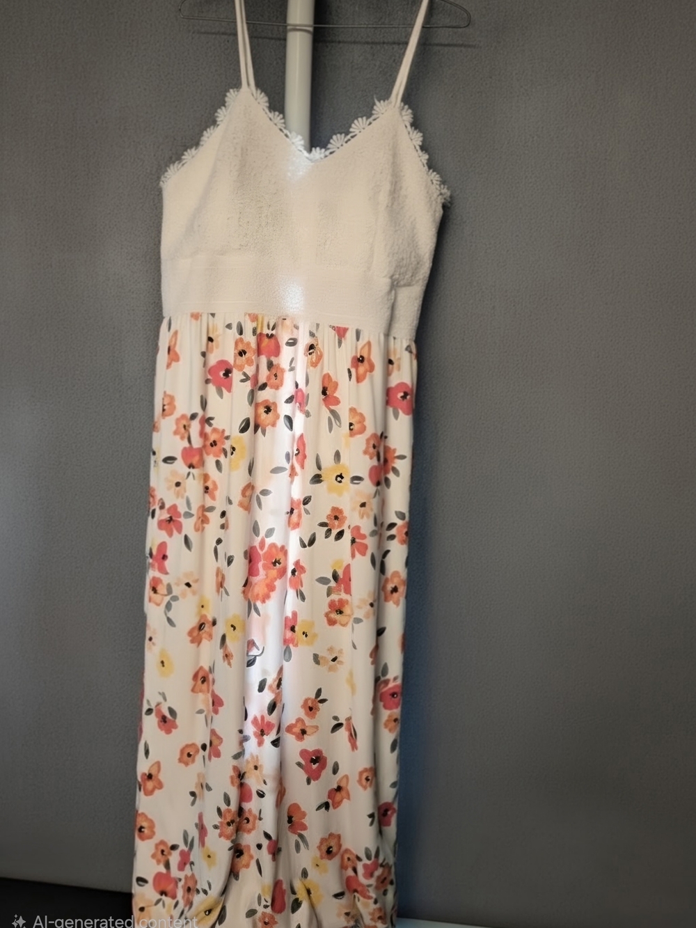 No Boundaries White Floral Maxi Dress with Spaghetti Straps
